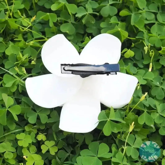 Pink lucky plumeria hawaiian flower hair clip - alohaz