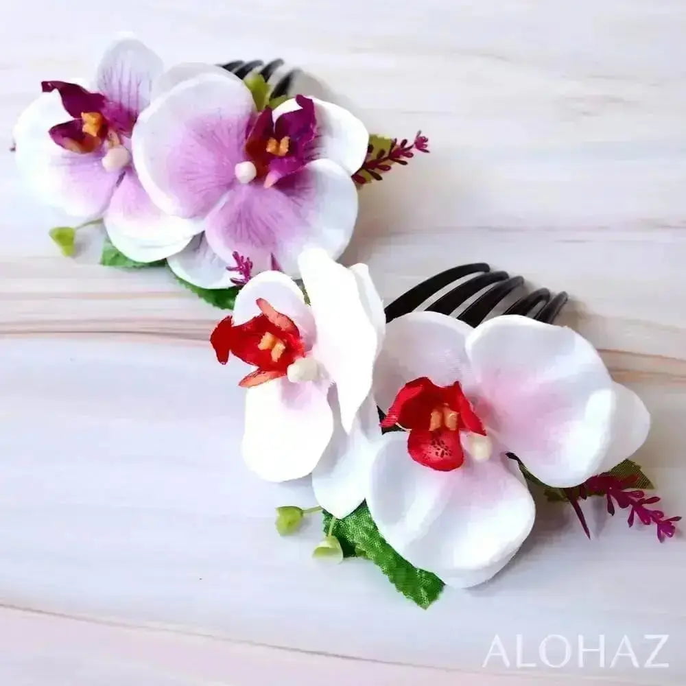 Pink orchid joy hawaiian hair comb