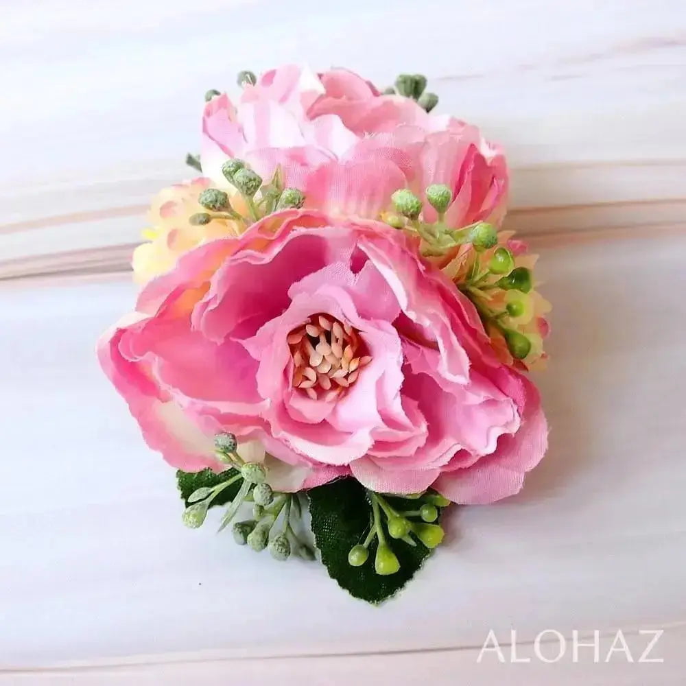 Pink precious hawaiian flower hair clip