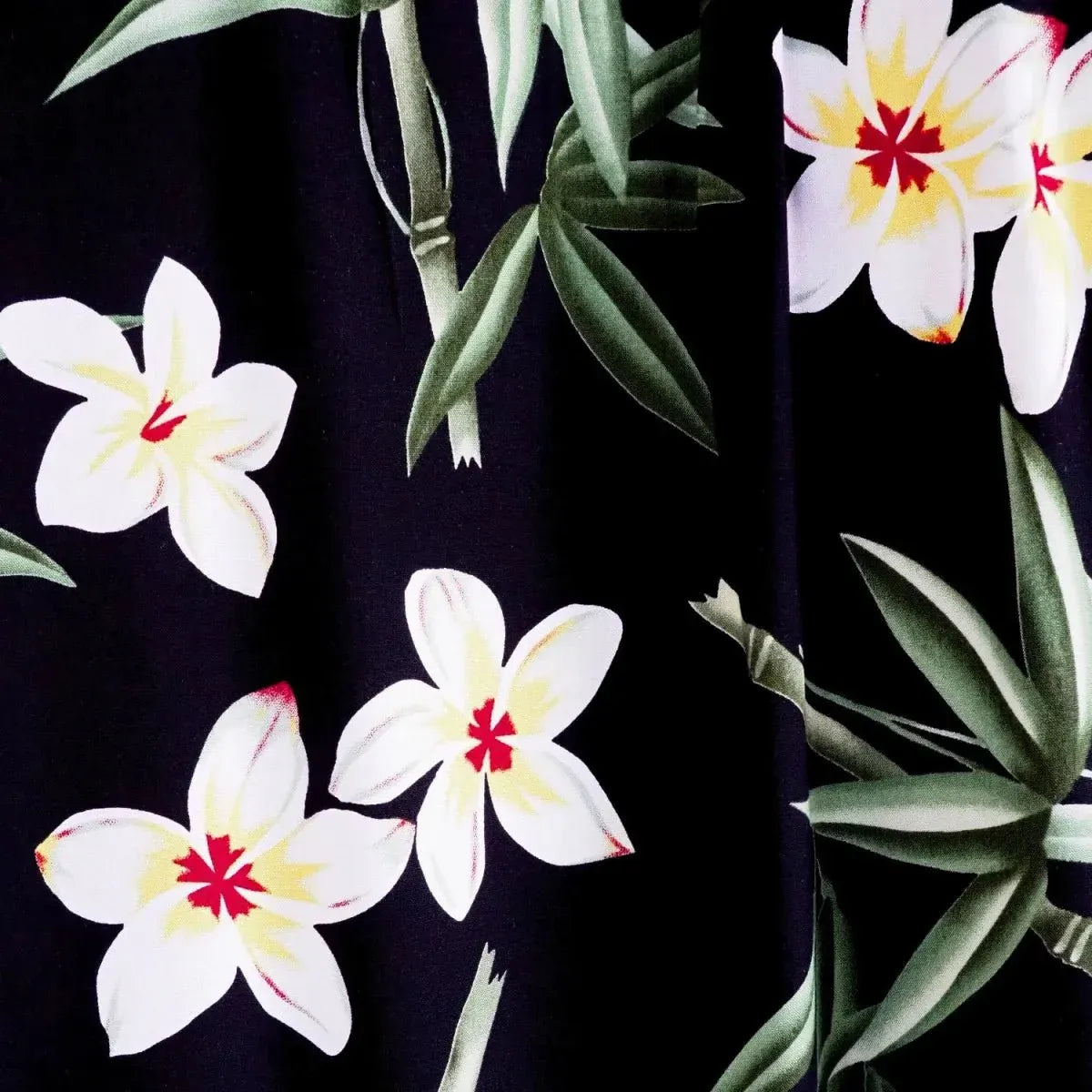 Pipiwai black hawaiian rayon fabric - alohaz