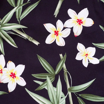 Pipiwai black hawaiian rayon fabric - alohaz