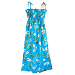 Pipiwai blue hawaiian maxi dress