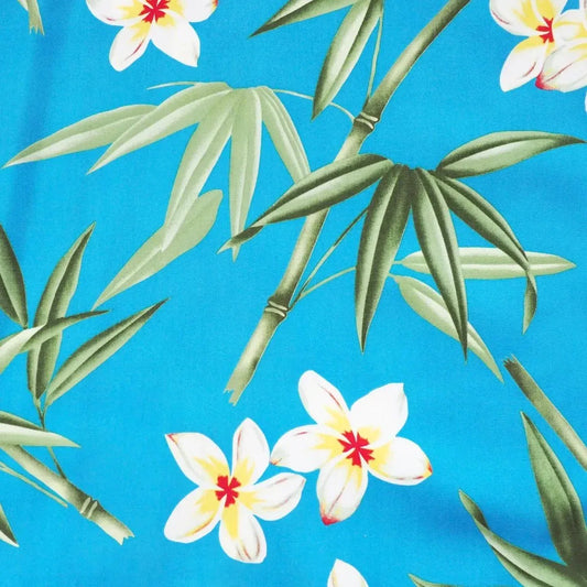 Pipiwai blue hawaiian rayon fabric - alohaz