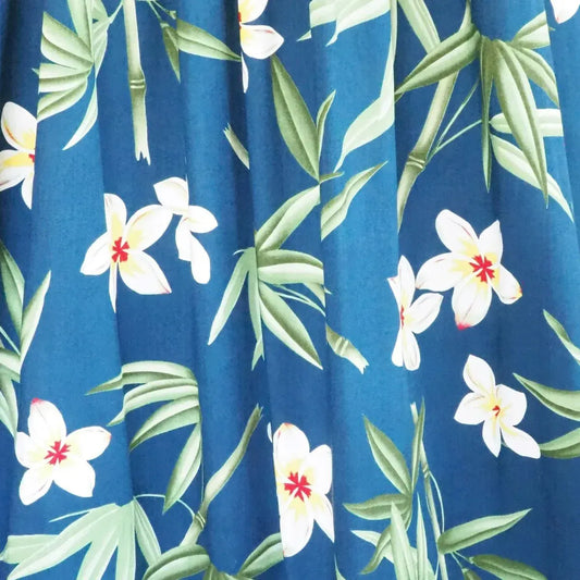Pipiwai indigo hawaiian rayon fabric - alohaz