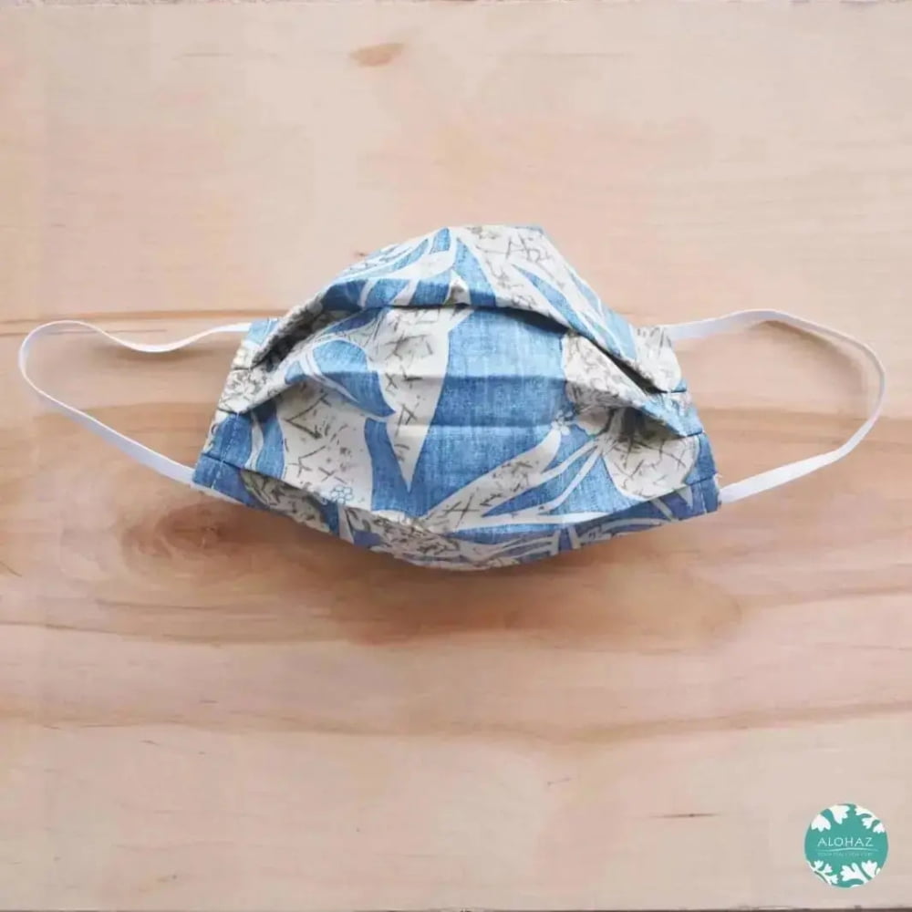 Pleated face mask + filter pocket ~ blue sweet pineapple