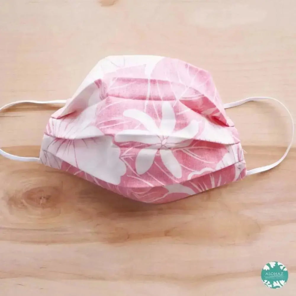 Pleated face mask + filter pocket ~ coral haven