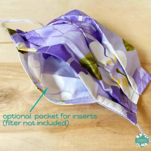 Pleated face mask + filter pocket ~ lavender oasis