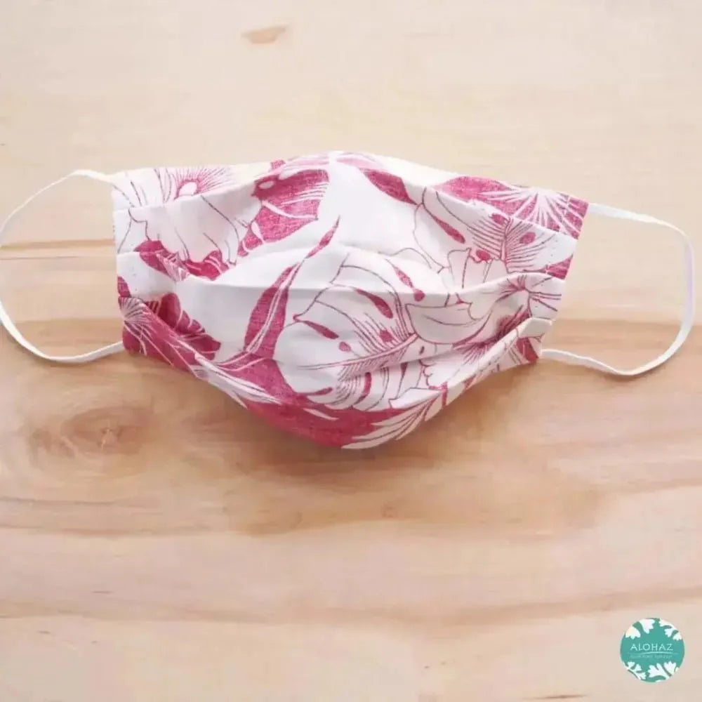 Pleated face mask + filter pocket ~ red orchid shadow