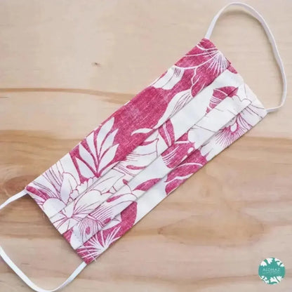 Pleated face mask + filter pocket ~ red orchid shadow