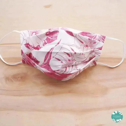 Pleated face mask + filter pocket ~ red orchid shadow