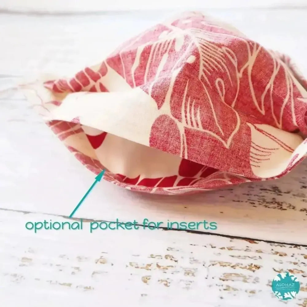 Pleated face mask + filter pocket ~ red orchid shadow