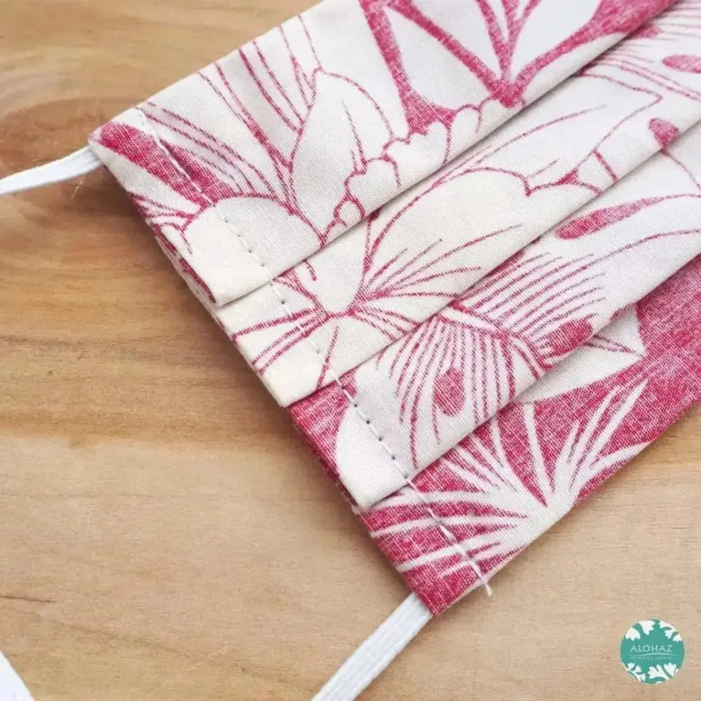 Pleated face mask + filter pocket ~ red orchid shadow