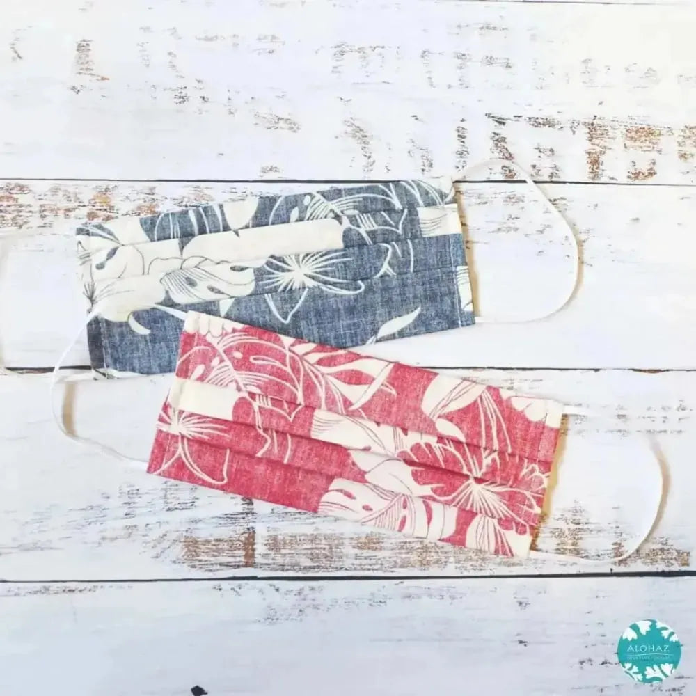 Pleated face mask + filter pockets ~ navy orchid shadow