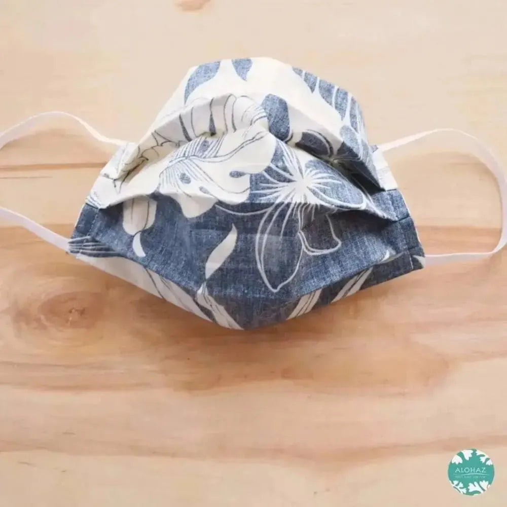 Pleated face mask + filter pockets ~ navy orchid shadow