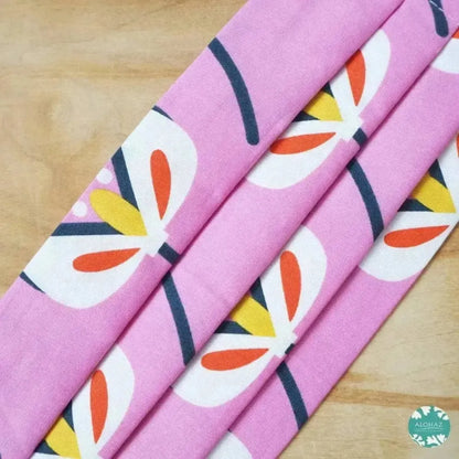 Pleated face mask + pocket + adjustable loop ~ pink summer