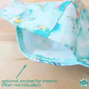 Pocket face mask + adjustable loops ~ aqua ocean life