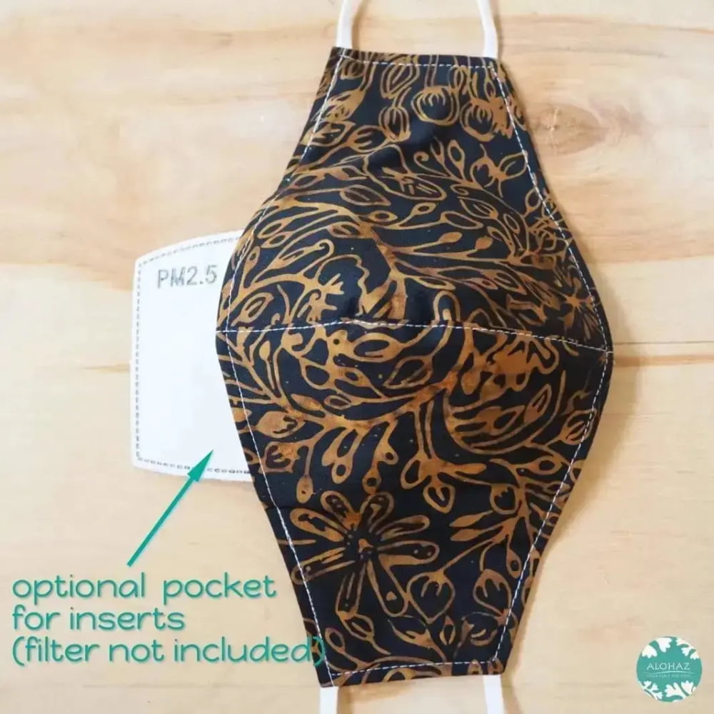 Pocket face mask + adjustable loops ~ black sumatra