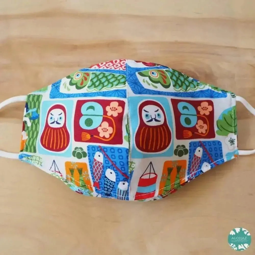 Pocket face mask + adjustable loops ~ blue children’s day