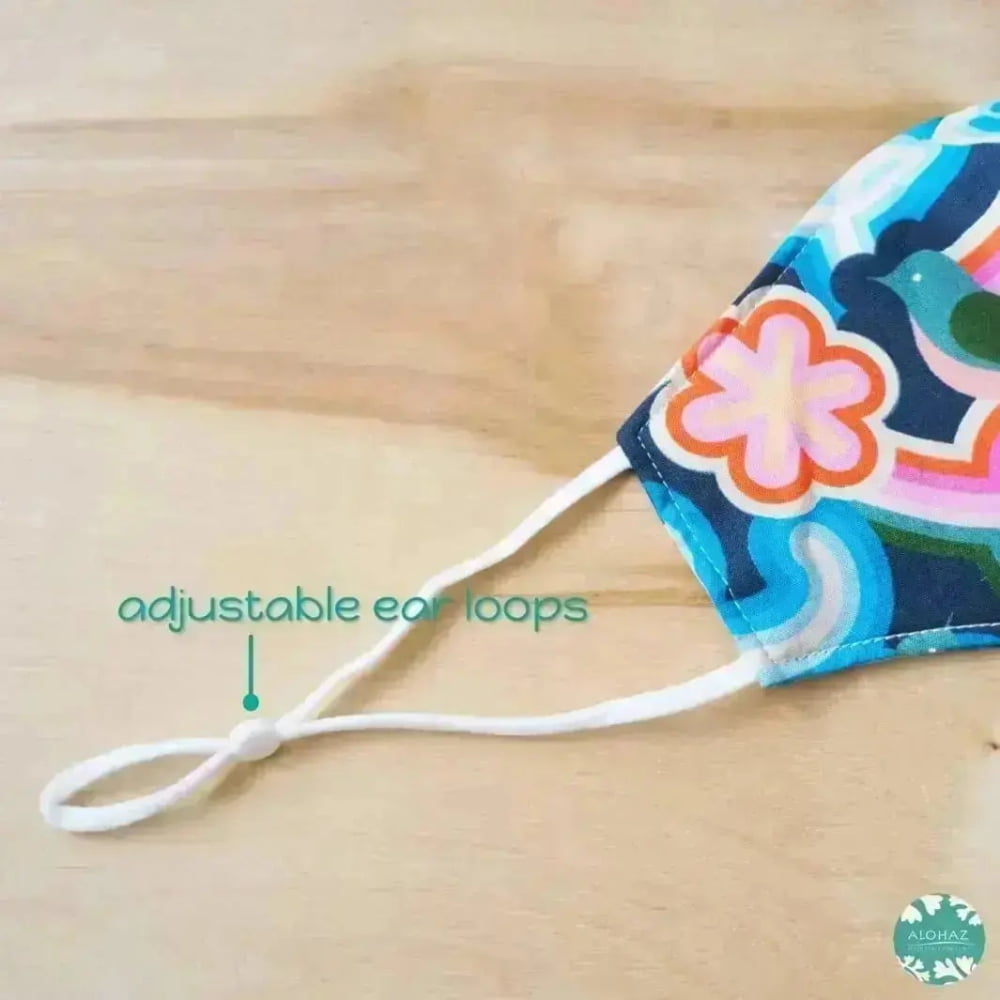 Pocket face mask + adjustable loops ~ blue starburst