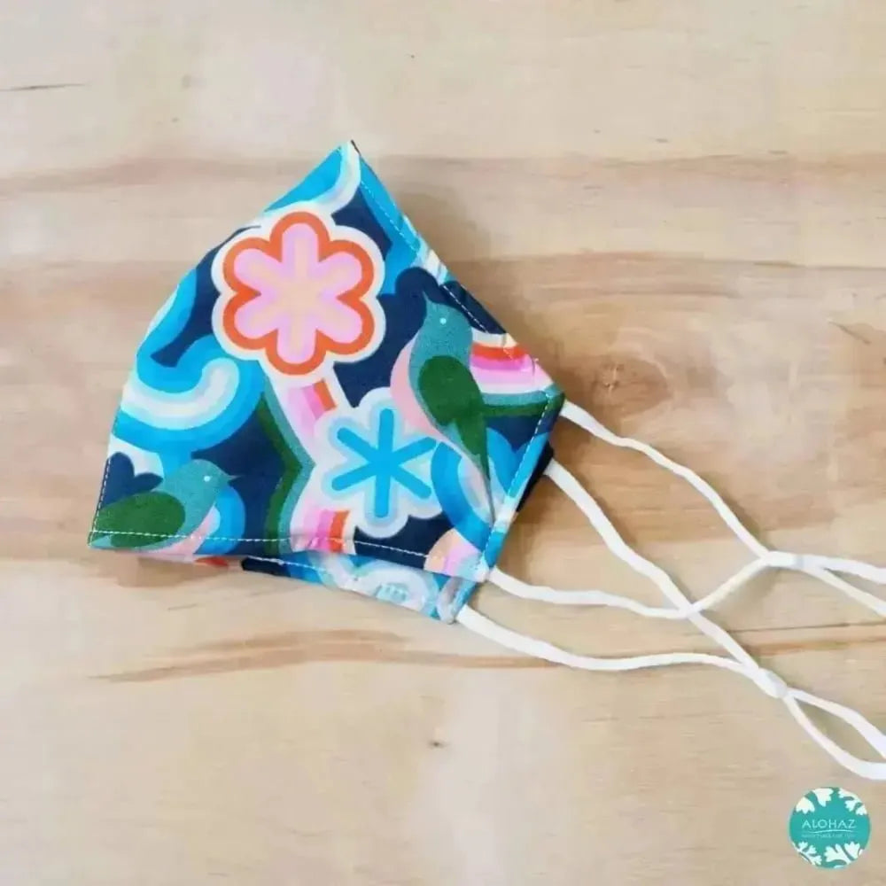 Pocket face mask + adjustable loops ~ blue starburst