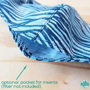 Pocket face mask + adjustable loops ~ blue whale seawave