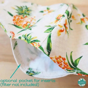 Pocket face mask + adjustable loops ~ cream pineapple fun