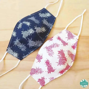 Pocket face mask + adjustable loops ~ cream pineapple punch