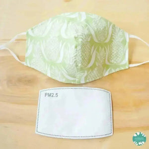 Pocket face mask + adjustable loops ~ green royal pineapple