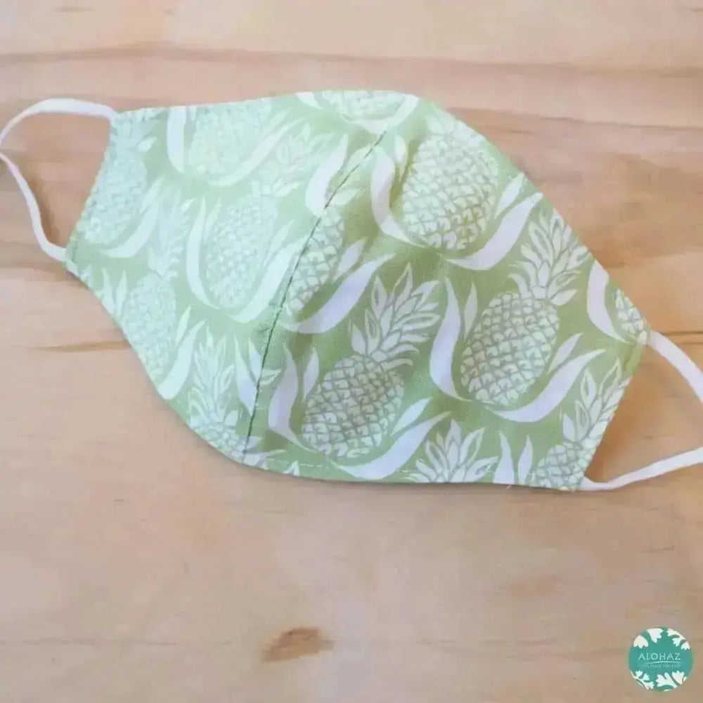 Pocket face mask + adjustable loops ~ green royal pineapple