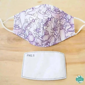 Pocket face mask + adjustable loops ~ purple seal party