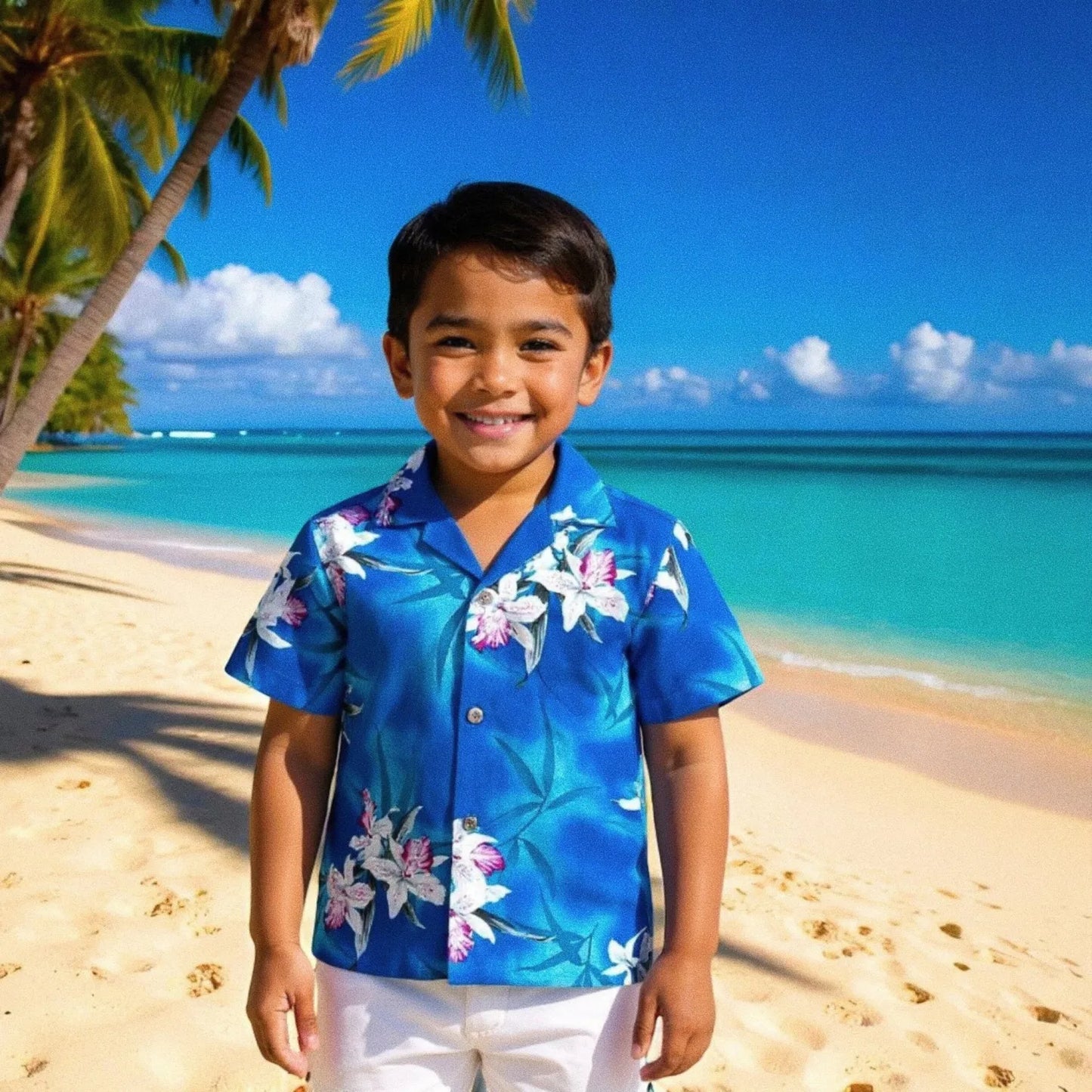 Poipu blue hawaiian boy shirt - alohaz