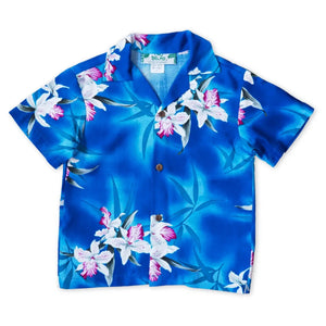 Poipu blue hawaiian boy shirt
