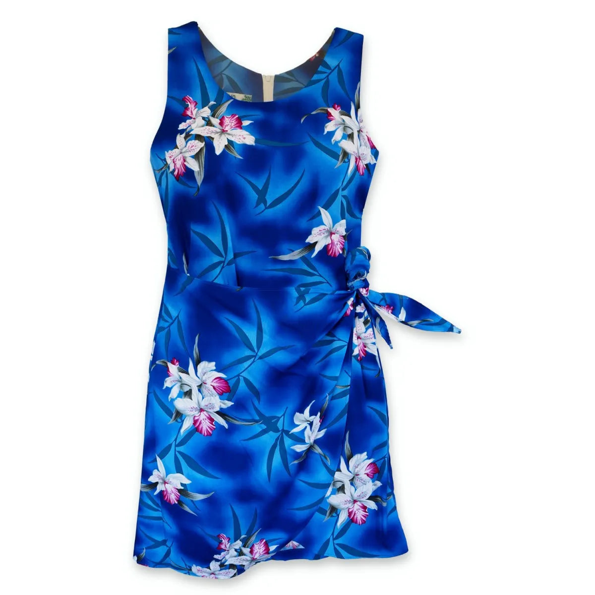 Poipu blue hawaiian honi sarong dress