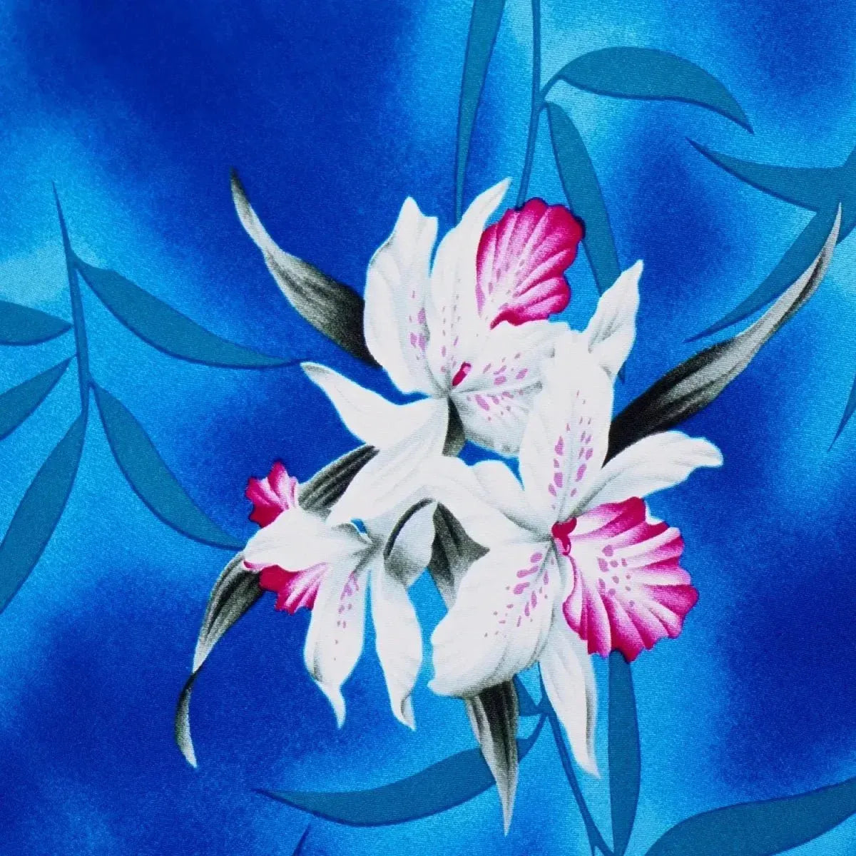Poipu blue hawaiian rayon fabric - alohaz