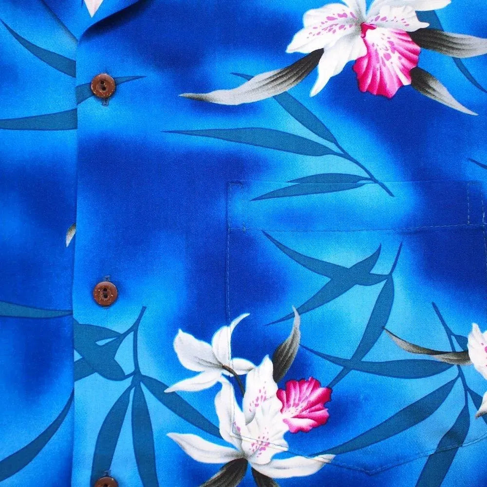 Poipu blue hawaiian rayon fabric - alohaz