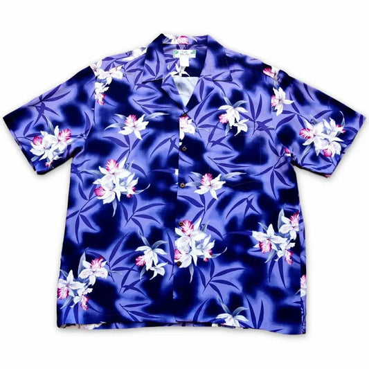 Poipu purple hawaiian aloha rayon shirt - alohaz