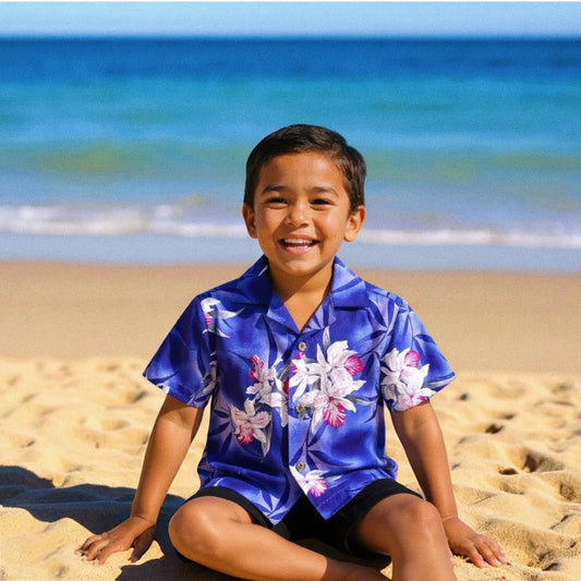 Poipu purple hawaiian boy shirt - alohaz