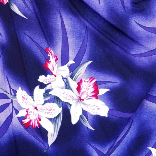 Poipu purple hawaiian rayon fabric - alohaz