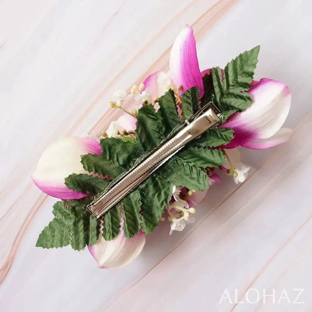 Purple cymbidium dream hawaiian flower hair clip
