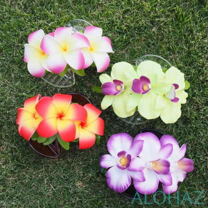 Purple happy orchid flower hair clamp - alohaz