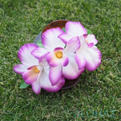 Purple happy orchid flower hair clamp - alohaz