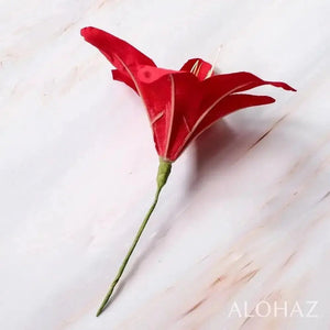 Red lily hawaiian flower stick