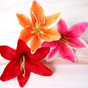Red lily hawaiian flower stick