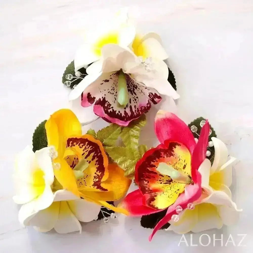 Red paradise hawaiian flower hair clip