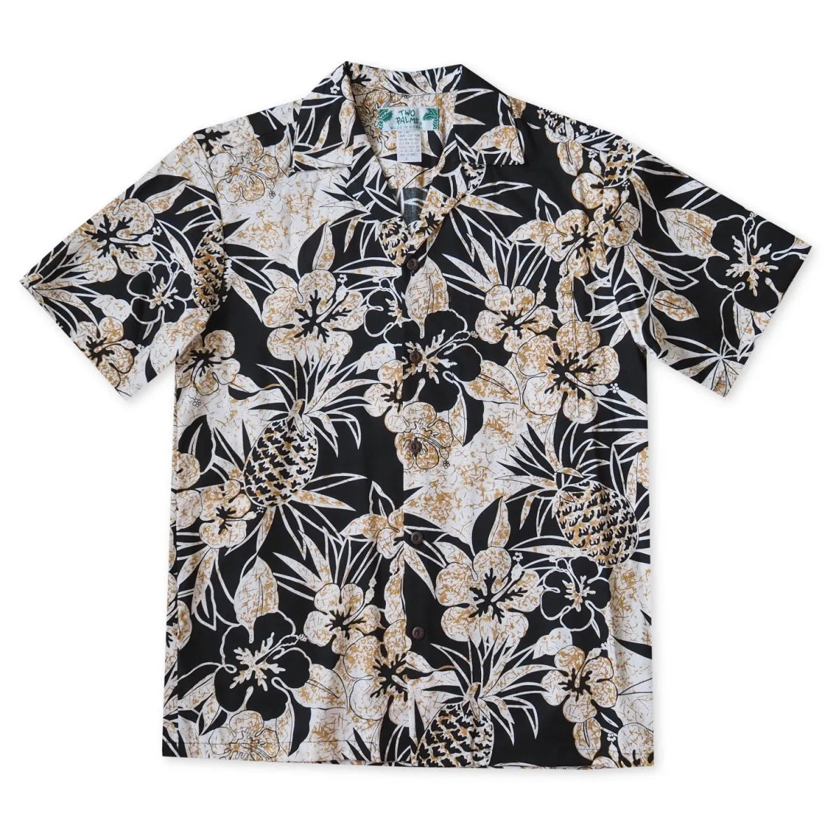 Sweet pineapple black hawaiian cotton shirt