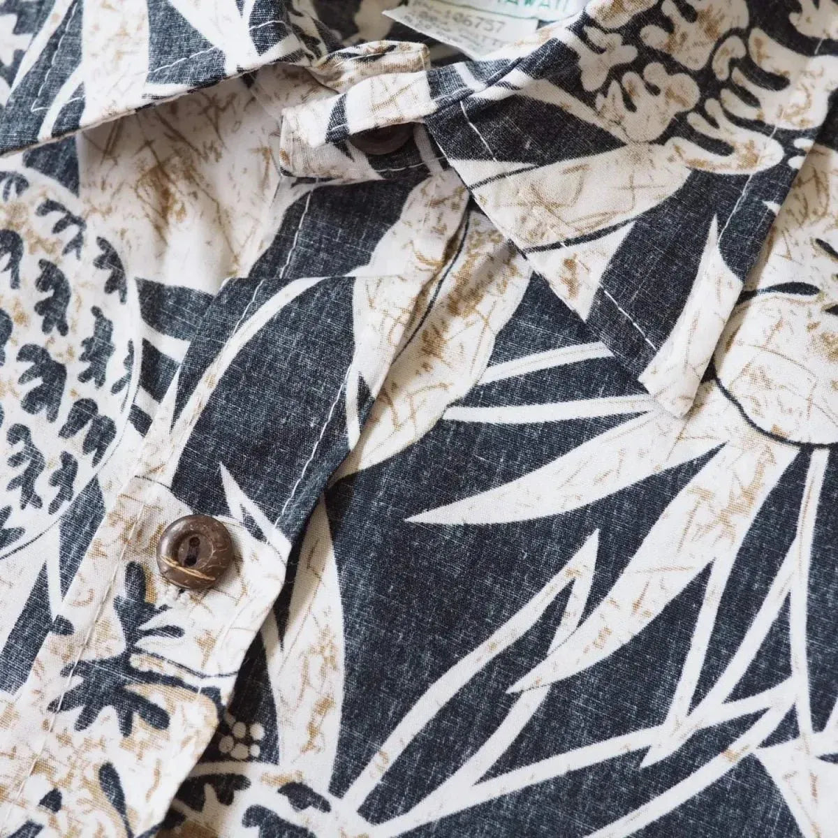 Sweet pineapple black reverse print hawaiian cotton shirt