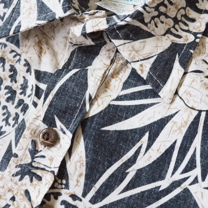 Sweet pineapple black reverse print hawaiian cotton shirt