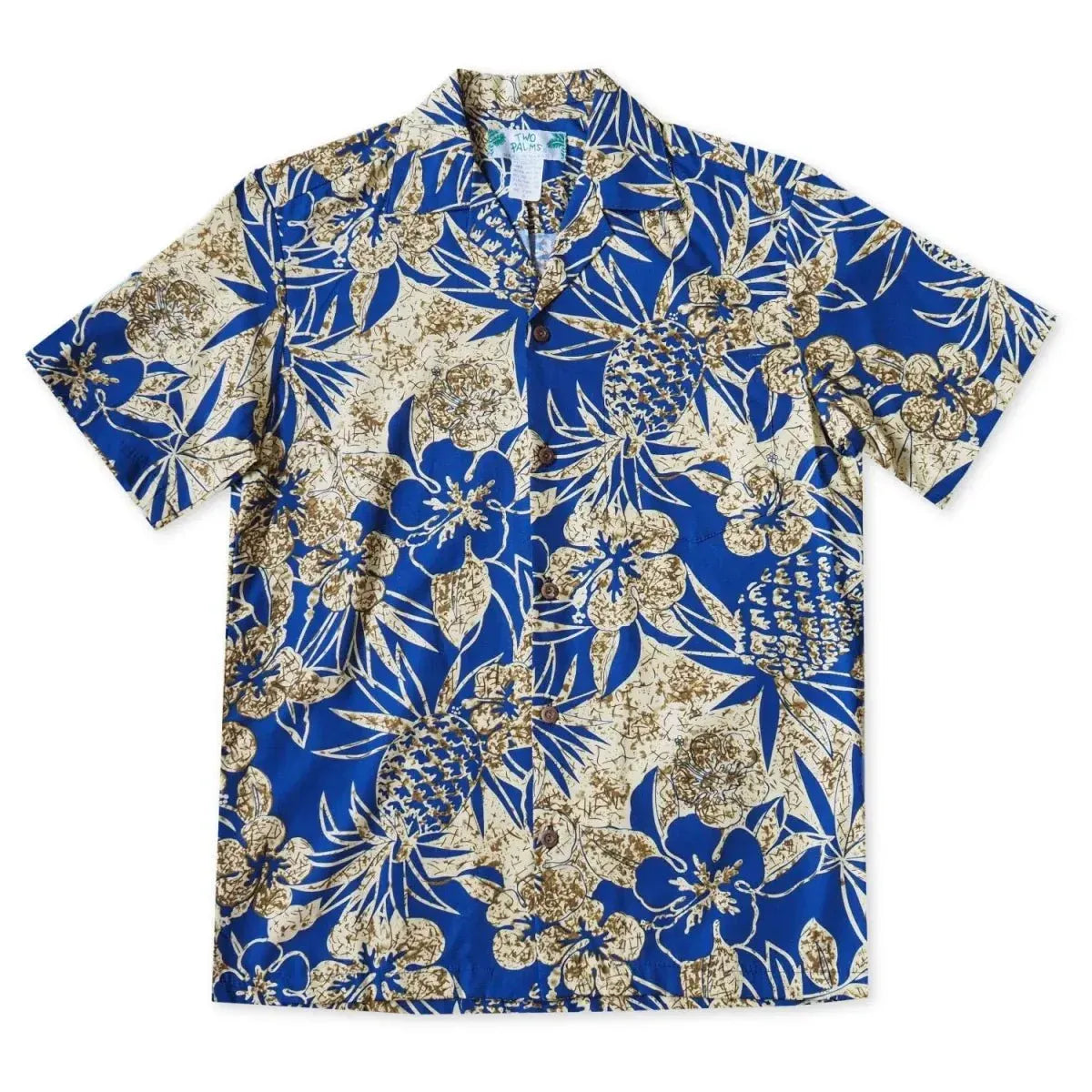 Sweet pineapple blue hawaiian cotton shirt - alohaz