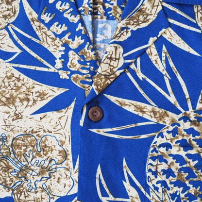 Sweet pineapple blue hawaiian cotton shirt - alohaz