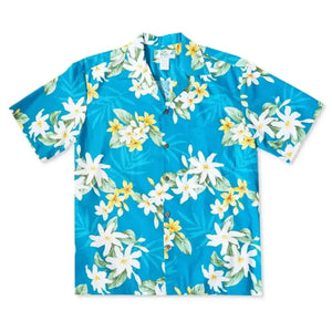 Tiare fun aqua hawaiian cotton shirt